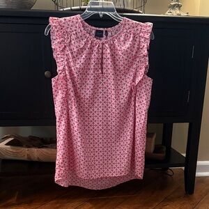 Karl Lagerfeld Pink Geometric Ruffle Sleeve Camisole Top